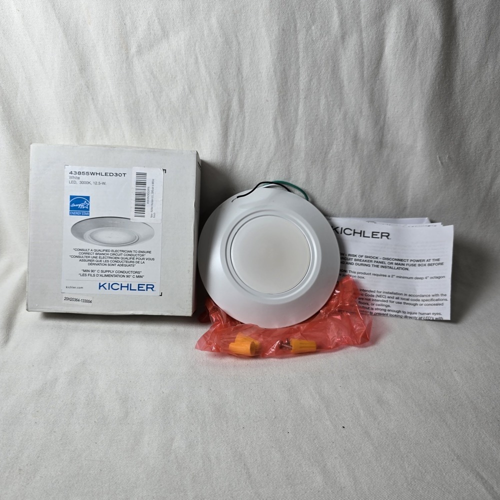 Kichler 43855WHLED30T‎ White, LED, 3000K, 12.5-W, 6.5" Downlight